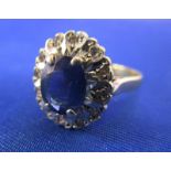 Gold sapphire & diamond cluster ring