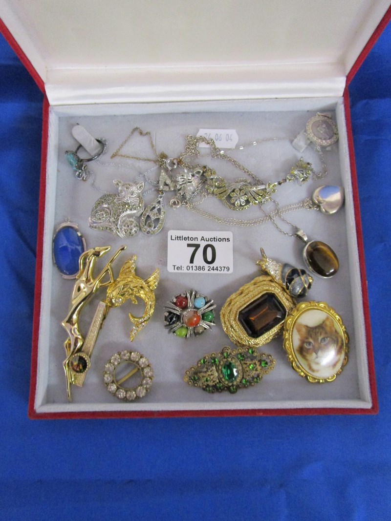 Collection of costume jewellery to include brooches