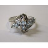 White gold aquamarine set ring