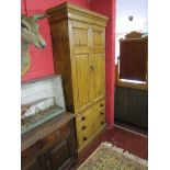 Antique pine cupboard on drawers - H: 210cm W: 95cm D: 40cm