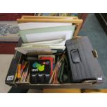 Collection of art supplies to include brushes, paints etc