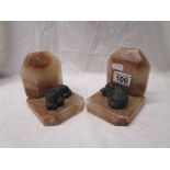 Pair of marble bookends with dog figures