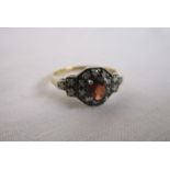 15ct gold garnet & diamond set ring