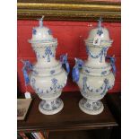 2 large & impressive Capodimonte style lidded urns