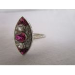 Fine platinum ruby & diamond set ring