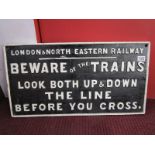 Heavy cast iron train sign (38cm x 70cm)