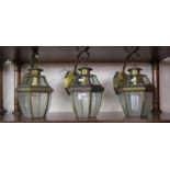 Set of 3 vintage wall lights with bevelled glass