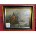 Oil on board - Dutch scene