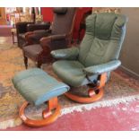 Green Stressless armchair and footstool