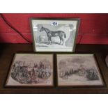 3 etchings - Equine themes