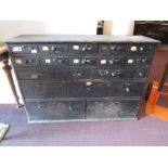 Antique chemist shop multi drawer cabinet - H: 81cm W: 112cm D: 30cm