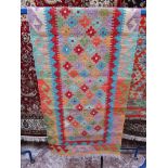 Vegetable dye wool choli kelim runner - 1.98 x .63m