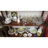 2 shelves of china & glass - Mostly pheasant & hunting themes