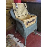 Lloyd loom armchair & wicker picnic basket