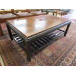 Burr walnut parquetry top coffee table - H: 46cm L: 128cm W: 76cm