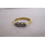 18ct gold 3 stone diamond set ring