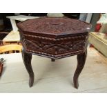 Carved Anglo-Indian stool