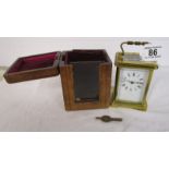 Small leather cased carriage clock