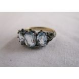 15ct gold blue topaz 3 stone ring
