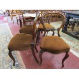 Set of 4 Victorian upholstered balloon back chairs