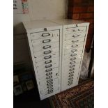 Pair of vintage metal 15 drawer cabinets