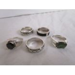 5 silver & stone set rings