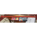 2 cased billiard cues & set of balls