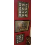 Framed dog themed cigarette cards & puppy print