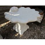 Stone shell bird bath - large shell on decorative base