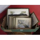 Box of prints to include hunting themes etc