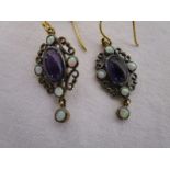 Pair of amethyst and opal drop earrings