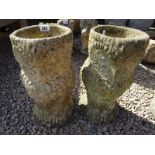 Pair of stone owl planters