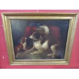 Framed oil on canvas - Dogs