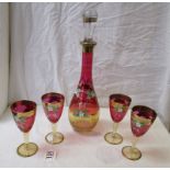 Murano decanter & 4 glasses