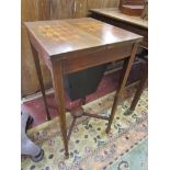 Small inlaid sewing table and contents