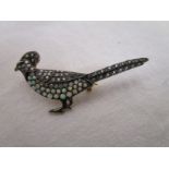 Opal and diamond set pheasant brooch