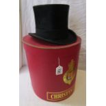 Top hat by W M Anderson & Sons Ltd Edinburgh & Glasgow and hat box marked Christy's of London