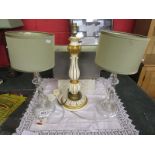 Pair of glass lamps & 2 others