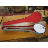 Quality cased banjo by John Grey & Sons of London