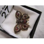 Garnet & diamond butterfly brooch