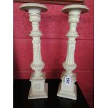 Pair of heavy cast iron candle stands