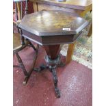 Victorian octagonal & inlaid sewing table