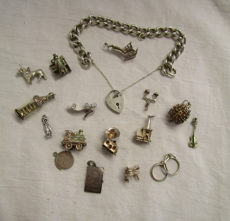 Silver bracelet & charms