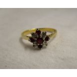 18ct gold ruby & diamond cluster ring