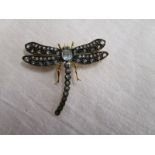 Blue topaz & diamond dragonfly brooch