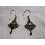 Pair of amethyst, diamond & peridot earrings