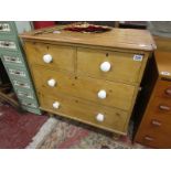 Victorian pine chest of 2 over 2 drawers