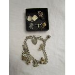 Silver charm bracelet & charms