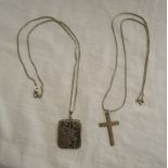 Silver crucifix, chains etc