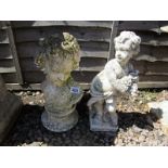 Stone cherub and lady bust